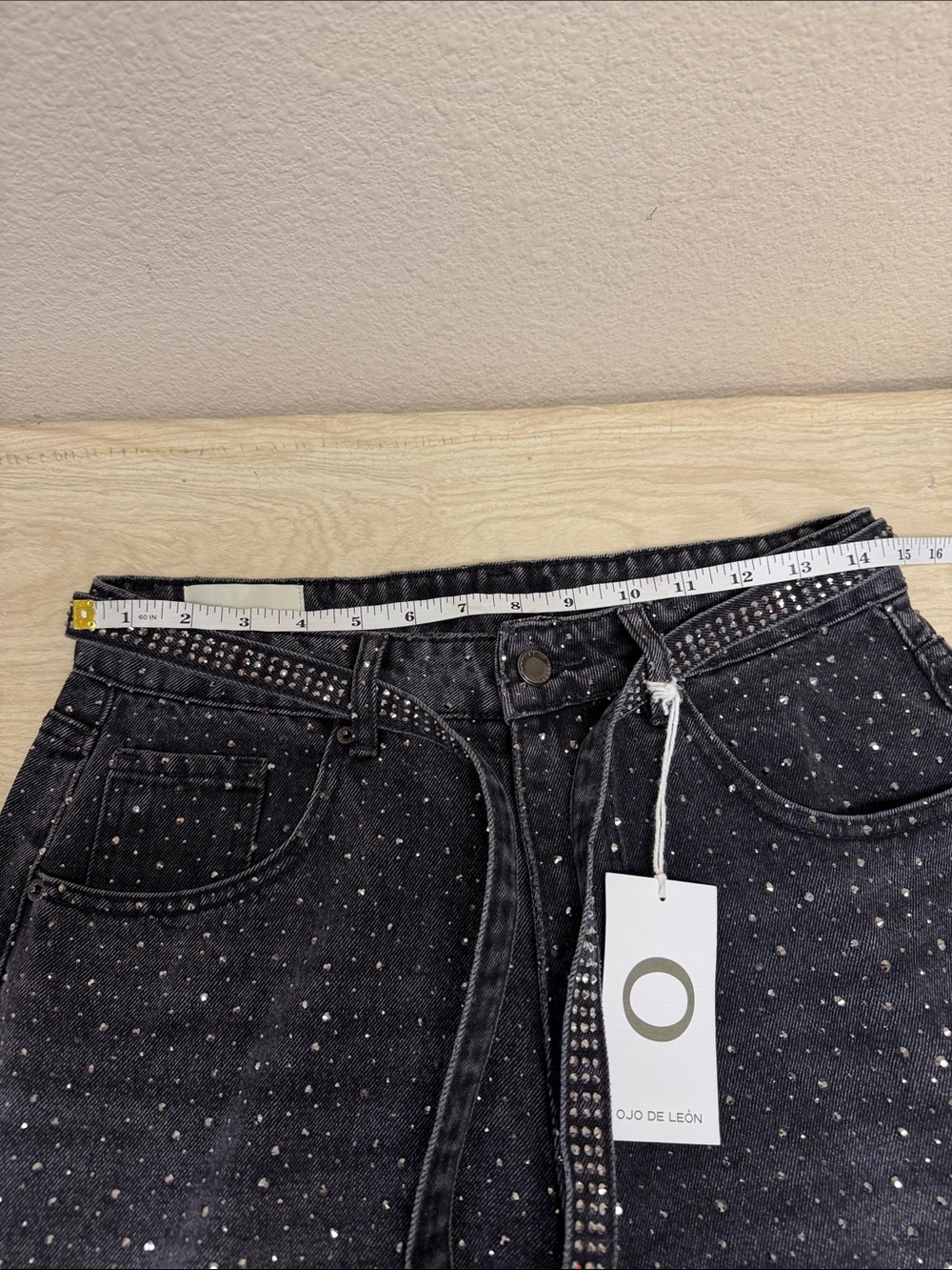 OJO DE LEÓN LEX DENIM BEDAZZLED JEANS BLACK WASH - 40 - Picture 6 of 10